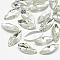Pointed Back Glass Rhinestone Cabochons, Back Plated, Faceted, Horse Eye, Crystal, 6x3x2mm