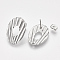 Non-Tarnish 304 Stainless Steel Stud Earring Findings, with Ear Nuts/Earring Backs, Oval, Stainless Steel Color, 23x16.5mm, Hole: 1.5mm, Pin: 0.7mm