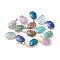 Natural Gemstone Pendants, with Brass Edge & Bails, Oval, Faceted, 27x17x6.5mm, Hole: 5.5x3.5mm