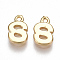 Brass Charms, Letter, Nickel Free, Real 18K Gold Plated, Letter.S, 8.5x5.5x1.5mm, Hole: 0.8mm