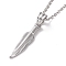 Non-Tarnish 304 Stainless Steel Feather Pendant Necklace for Women, Stainless Steel Color, 19.69 inch(50cm)