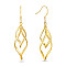 Brass Dangle Earrings, with 925 Sterling Silver Pins, Leaf, Golden, 48x12mm