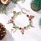 Christmas Alloy Enamel Charm Bracelets, Electroplate Glass Rondelle Beaded Bracelets for Women, with Zinc Alloy Lobster Claw Clasps, Mixed Color, 7-1/4~7-3/8 inch(18.5~18.8cm)