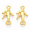 Alloy Pendants, Cadmium Free & Lead Free, Bottle Opener, Real 18K Gold Plated, 21x12x2.5mm, Hole: 1.8mm