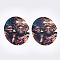 Printed Wooden Big Pendants, Dyed, Oval with Woman, Colorful, 63x50x2.5mm, Hole: 1.2mm