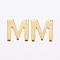 304 Stainless Steel Charms, Letter, Initial Charms, Real 18k Gold Plated, Letter.M, 11x6~12x0.8mm, Hole: 1mm