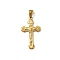 304 Stainless Steel Pendants, Ion Plating(IP), Crucifix Cross Charm, Real 18K Gold Plated, 31x18x2.5mm, Hole: 5.5x2.5mm