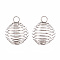 Non-Tarnish 304 Stainless Steel Wire Pendants, Spiral Bead Cage Pendants, Round, Stainless Steel Color, 25~26x20mm, Hole: 5~6mm