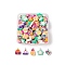 100Pcs 5 Style Handmade Polymer Clay Pendants, with Platinum Tone Iron Findings, Mixed Shapes, Mixed Color, 20pcs/style