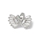 Swan Brass Micro Pave Cubic Zirconia Fold Over Clasps, Lead Free & Cadmium Free, Long-Lasting Plated, Rack Plating, Platinum, 13.5x21.5x10mm