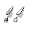 Teardrop Brass Fold Over Clasps, Cadmium Free & Nickel Free & Lead Free, with Natural Black Lip Shell, Real Platinum Plated, 31.5x9x9mm