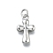 Brass Pendants, Cross Charms, Long-Lasting Plated, Lead Free & Cadmium Free, Rack Plating, with Jump Ring, Platinum, 17.5x10x2.5mm, Hole: 3mm