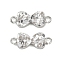 Brass Textured Connector Charms, Bowknot Links, Cadmium Free & Nickel Free & Lead Free, Real Platinum Plated, 7x17x2mm, Hole: 1.5mm