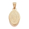 304 Stainless Steel Pendants, Oval with Virgin Mary, Golden, 27x15x1.5mm, Hole: 3.5x8.5mm