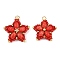 Handmade Glass Seed Beaded & Synthetic Dyed Imperial Jasper Beads Pendants, Star, with 304 Stainless Steel Open Jump Rings Loop, Red, 27x28.5x8.5mm, Hole: 3mm