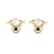 Brass & Cat Eye & Natural Lapis Lazuli Magnetic Clasps, Cadmium Free & Nickel Free & Lead Free, Eye & Cross, Real 18K Gold Plated, 15x21x8mm, Hole: 1.2mm