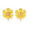 Brass Enamel Beads, Nickel Free, Golden, Flower, Gold, 20x17x1.5mm, Hole: 1mm