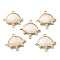 Natural Moonstone Links, with Light Gold Plated Edge Brass Loops and Crystal Rhinestone, Faceted, Eye, 21x20x5mm, Hole: 1.2mm and 1.6mm