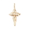 Brass Pave Clear Cubic Zirconia Pendants, Cross, Real 18K Gold Plated, 23.5x12x4.5mm, Hole: 2.5mm