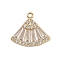 Brass Micro Pave Cubic Zirconia Pendants, Fan, Golden, 13x15x2.5mm, Hole: 1mm