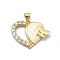 Brass Micro Pave Clear Cubic Zirconia Pendants, Cadmium Free & Lead Free, with Sythetic Opal, Heart, Real 18K Gold Plated, 19x23.5x4.5mm, Hole: 4x3.5mm