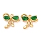 Brass Micro Pave Cubic Zirconia Charms, Cadmium Free & Nickel Free & Lead Free, Bowknot, Green, 12x13x3.5mm, Hole: 1.4mm
