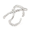 Brass Cuff Finger Ring Settings, for Half Drilled Beads, Platinum, 12mm, Adjustable, Pin: 1mm