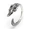Adjustable Alloy Cuff Finger Rings, Crocodile, Size 8, Antique Silver, 18mm