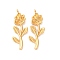 Brass Pendants, Flower, Long-Lasting Plated, Nickel Free, Real 18K Gold Plated, 30x12x6mm, Hole: 1.6mm