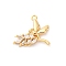 Brass Crystal Rhinestone Pendants, Cadmium Free & Nickel Free & Lead Free, Rice Ear with Butterfly Charm, Real 18K Gold Plated, 15x17x3mm, Hole: 1.4mm