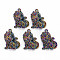 Alloy Pendant Rhinestone Settings, Cadmium Free & Nickel Free & Lead Free, Lion, Rainbow Color, Fit for 1.2mm Rhinestone, 37x29x10mm, Hole: 3mm