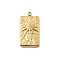 304 Stainless Steel Rhinestone Pendants, Real 18K Gold Plated, Sun, 25x13.5x2.5mm, Hole: 1.8mm