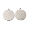 Non-Tarnish 201 Stainless Steel Pendants, Flat Round with 12 Constellations Pattern Charms, Stainless Steel Color, 18x16.2x1mm, Hole: 1.4mm