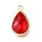 Glass Pendants, Teardrop, with Brass and Jumping Ring, Faceted, Long-Lasting Plated, Cadmium Free & Lead Free, Rack Plating, Real 18K Gold Plated, 18.5x11x4.5mm, Hole: 1.8mm