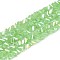 Electroplate Imitation Jade Glass Beads Strands, Triangle, AB Color Plated, Faceted, Light Green, 3~3.5x4~4.5x4~4.5mm, Hole: 0.8mm, about 121~131pcs/strand, 14.37~15.35 inch(36.5~39cm)