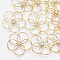 Brass Filigree Joiners Links, with Cubic Zirconia, Cadmium Free & Nickel Free & Lead Free, Flower, Clear, Real 18K Gold Plated, 30x30x4.5mm
