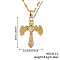Retro Hip Hop Style Brass Full Rhinestone Heart Wing Sword Pendant Necklaces for Women, Golden, Crystal, 15.75 inch(40cm)