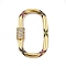 Brass Micro Pave Colorful Cubic Zirconia Keychain Clasps, Rack Plating, Locking Carabiner, Quick Links, Long-Lasting Plated, Cadmium Free & Lead Free, Real 18K Gold Plated, Oval, 35.5x22.5x6mm