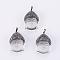 Glass Pendants, with Polymer Clay Rhinestone & Brass Findings, Buddha, Clear, 40~42x29x17mm, Hole: 5x8mm
