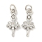 Rack Plating Brass Micro Pave Clear Cubic Zirconia Pendants, Long-Lasting Plated, with Jump Rings, Lead Free & Cadmium Free, Ballet-Dancer, Platinum, 18x8x2mm, Hole: 4mm