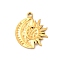 304 Stainless Steel Pendants, Ion Plating(IP), Sun & Moon Charm, Real 18K Gold Plated, 18x15.5x2mm, Hole: 1.5mm
