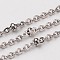 Tarnish Resistant 304 Stainless Steel Cable Chains, Satellite Chains, Decorative Chains, with Rondelle Beads, Soldered, Stainless Steel Color, 2mm, Rondelle Beads: 3x2mm, Link: 2x2x0.5mm