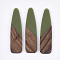 Resin & Walnut Wood Big Pendants, Bullet, Olive Drab, 66~66.5x17x3~3.5mm, Hole: 1.6mm