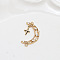 Brass Micro Pave Clear Cubic Zirconia Connector Charms, Golden, Moon, 25x13mm