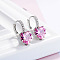 Brass Cubic Zirconia Clip-on Earrings, Heart, Platinum, Camel, 16x7mm
