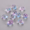 Two Tone Transparent Spray Painted Glass Charms, Teardrop, Lilac, 14x10x9mm, Hole: 1mm