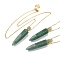 Natural Green Aventurine Bullet Shaped Perfume Bottle Pendant Necklaces, 304 & 201 Stainless Steel Cable Chain Necklaces for Women, Golden, 18.70 inch(47.5cm)