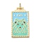 Brass Micro Pave Cubic Zirconia Pendant with Enamel, Cadmium Free & Nickel Free & Lead Free, Rectangle, Medium Turquoise, 45.5x25.5x2.5mm, Hole: 4.5mm