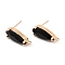 K9 Glass Stud Earring Teardrop Findings, with Light Gold Tone Brass Findings, Cadmium Free & Nickel Free & Lead Free, Jet, 19x8mm, Hole: 1.2mm, Pin: 0.8mm