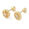 Flat Round Brass Micro Pave Clear Cubic Zirconia Cartilage Earrings, Golden, 7.5x7.5mm